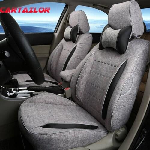 CARTAILOR Car Styling Cover Seats fit for Infiniti Q50 Q50l Linen Cloth Car Seat Cover Set BLack Automobiles Seat Covers&Support
