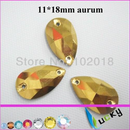 Free shinpping 18*11mm sew on aurum color drop shape hot sell very shine and high quality
