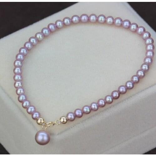 Free Shipping Eternal wedding 925 Sterling real Rare small purple pearl natural freshwater pearls necklace earring round small