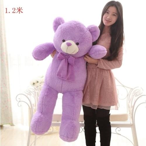 Large 120cm bowtie purple teddy bear plush toy,,soft throw pillow, birthday gift t4770