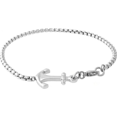 Runda Fashion MenS 316L Stainless Steel Bracelet Jewelry Anchor With Popcorn Chain MenS Holiday Gift