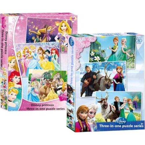 3 in 1 Paper Puzzle (28+48+88 Piece ) Mickey/princess/winnie/frozen Early Educational Toys for Children