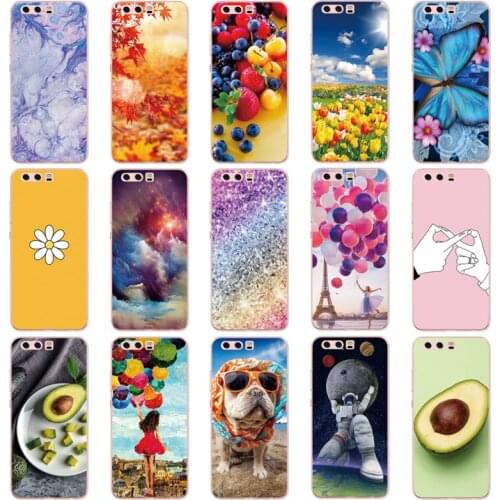 For Huawei P10 lite Case Silicone Cover Case for huawei P10 Soft TPU Back Cover Cute Cartoon Cat Flower Phone Cases Coque Etui