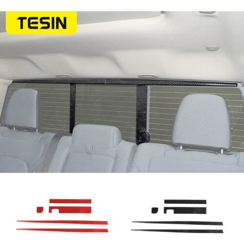 TESIN Car Inner Rear Door Window Decoration Cover Trim Stickers for Dodge RAM 2018 2019 2020 2021 Interior Parts Car Accessories