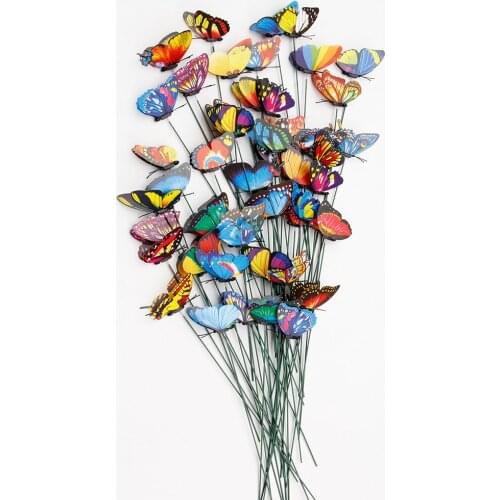 20pcs/Set 3D Colorful Butterfly Decorative On Sticks Home Yard Lawn Flowerpot Plant Decoration Garden Ornament DIY Lawn Craft