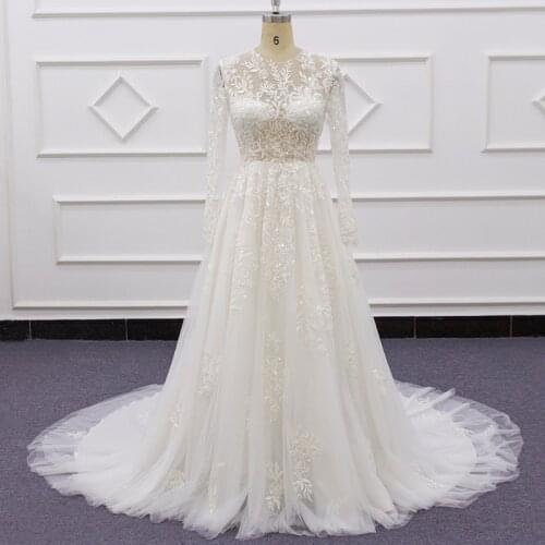 Eslieb A-line Wedding Dress Bride Dress Appliqued with Flowers Lace With Beading Boho Wedding Gown Vestidos de novia SJ252