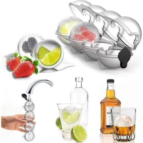 4-Cell Ice Cube Maker Diy Ice Ball Molds for Whiskey Cocktail Bar Useful Round Ball Ice Makers Bar Accessories Kitchen Tool