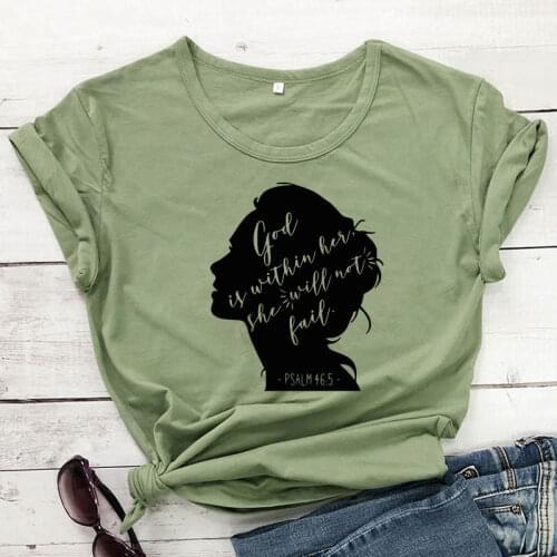 God Is Within Her She Will Not Fail Psalm 46:5 T-shirt Funny Women Christian Religion Tshirt Casual Graphic Bible Verse Tee Top