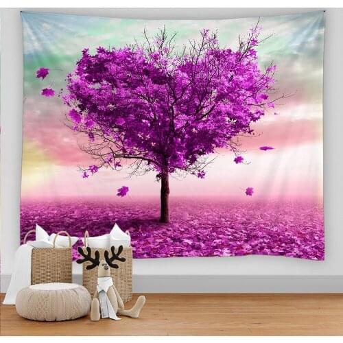 Beautiful Purple Love Tree Printed Large Wall Tapestry Cheap Hippie Wall Hanging Bohemian Wall Tapestries Mandala Wall Art Decor