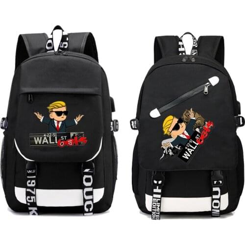 Fashion Gamestop Backpack Men Zipper Black WSB Bags Women Mochila De Escola Do WallStreetBets Back Pack Bookbag Hip Hop