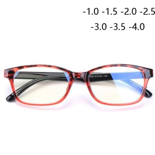 TR90 Square Finished Myopia Glasses Women Men Short-sight Eye Glasses Red Frame Myopia Eyewear -1.0 -1.5 -2.0 -2.5 -3 -3.5 -4.0