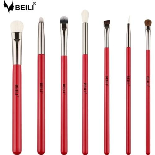 BEILI 7pcs Professional Eye Makeup Brushes Set Cosmetics Crease Eye Shadow Eyeliner Blender Natural Hair makeup Brush kit