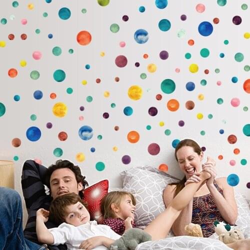 60 pieces / pack multiple size circle wall sticker art gold circle removable decals stars baby daycare decor Planet wall murals
