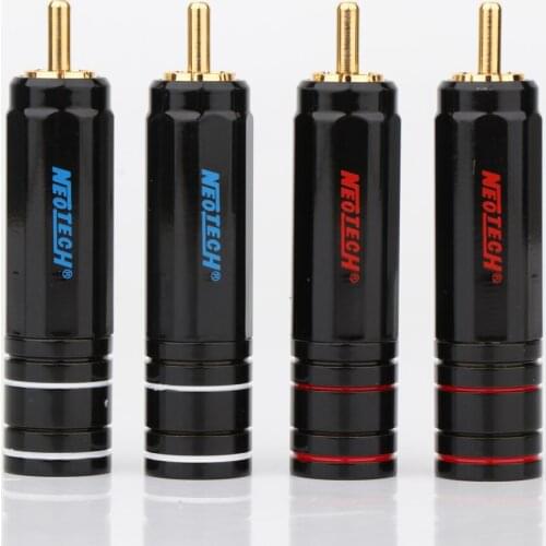 4Pcs High Quality Gold Plated RCA Plug Lock Collect Solder A/V Connector HIFI Connector for DIY RCA Interconnect cable