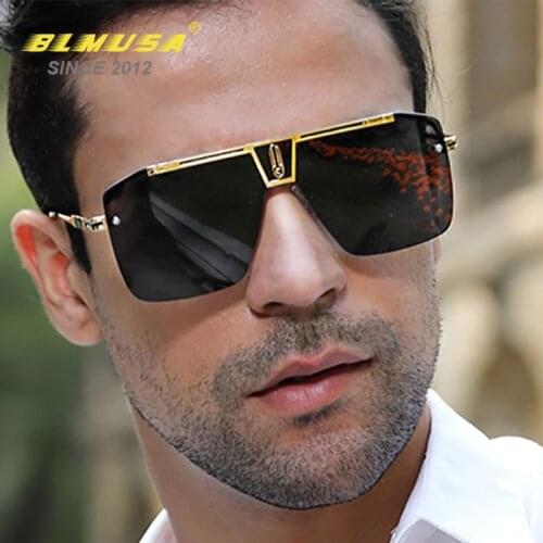 BLMUSA New Square Business Sunglasses Mens Oversized Sun Glasses Man Trendy Car Driving Eyewear Tourism Decorative Glasses UV400