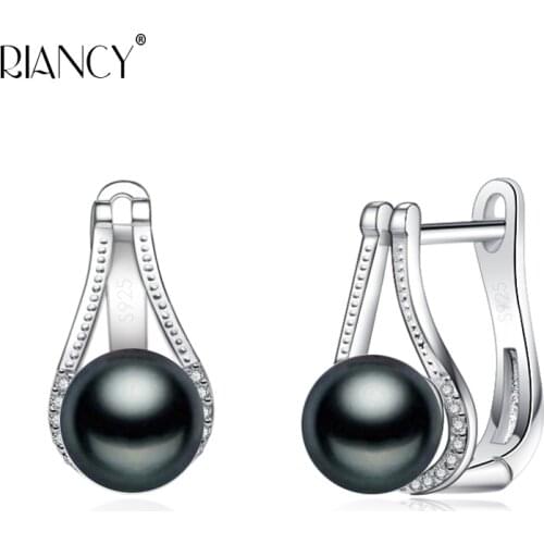 New trendy clip earring , natural Five colors pearl earrings black freshwater pearl earring 925 sterling silver for women