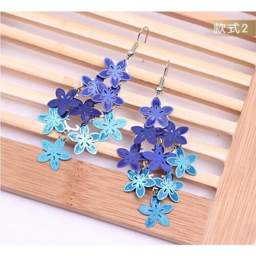 New Fashion Small Fresh Flower Dangle Earrings Multi-Level Environmental Tassel Earrings Jewelry For Women Sweet Accessories