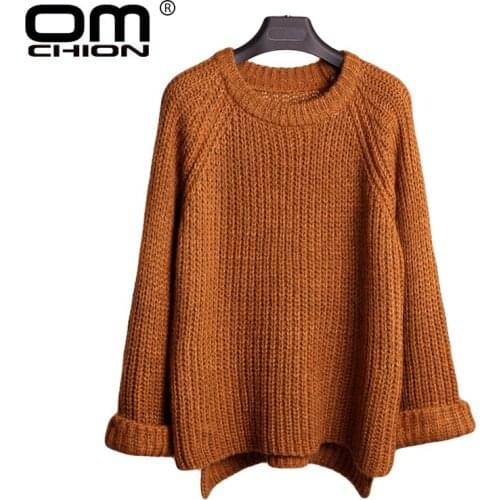OMCHION New 2017 Fashion Autumn Winter Women Sweaters And Pullovers Loose Knitting Sweater Casual Patchwork Pullover Tops Bsw107