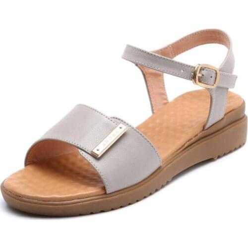 Summer Hot 2020 New Cow Muscle Soft Bottom Wedge Sandals Breathable Light Genuine Leather Sandals Comfort Women Fashion Sandals