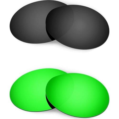 HKUCO For Romeo 1.0 Sunglasses Replacement Polarized Lenses 2 Pairs - Black & Green