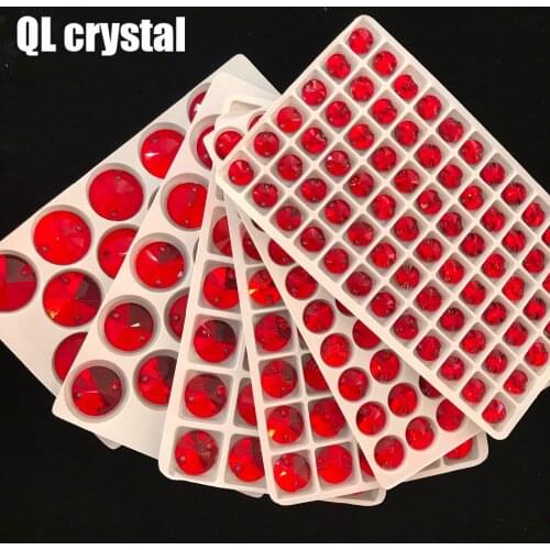 QL Glass Crystal Sew on Rhinestones red Color Flatback Round stone for wedding dress DIY clothing bags shoes accessories