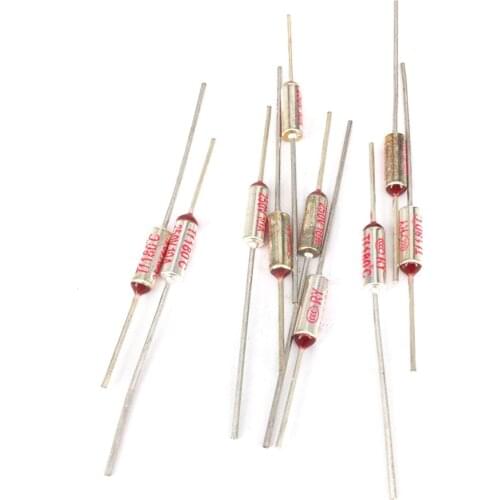 Temperature 77-285 Degree C Plastic Metal 12x6mm LxD Thermal Fuse TF Cutoff 250V 10A Electric Cooker Fuse