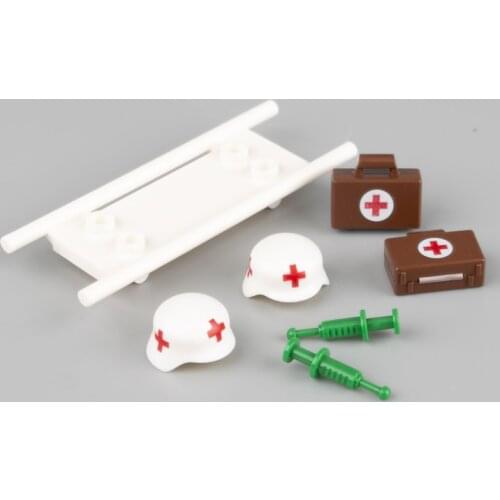 WW2 Military Weapons Accessories Building Blocks Germany Helmet Medical Handbag Blocks City Soldier Figures Parts Blocks Toys