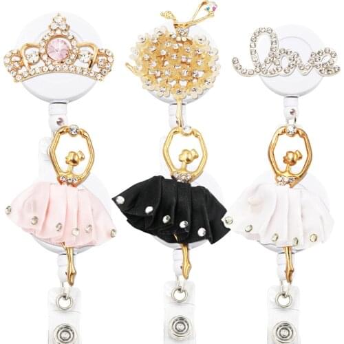 Retractable Badge Reel Holder for Nurse Retractable Cord Crystal ID Badge Holder with Belt Clip