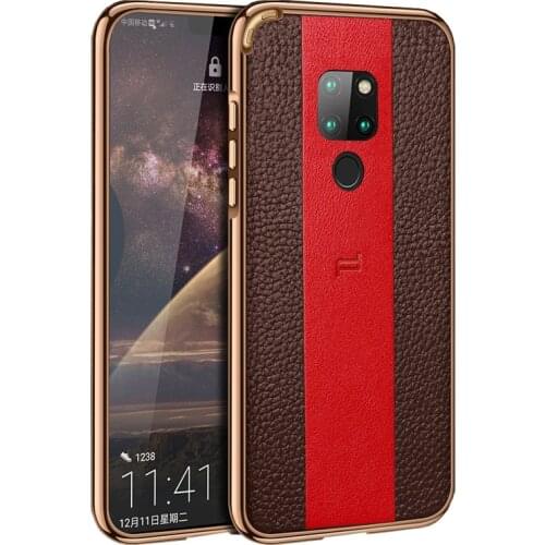 Metal Frame Cowhide Leather Back Cover for Huawei Mate 20 Pro Stylish Business Pocket Luxury Thin Splice Phone Case for Mate 20X