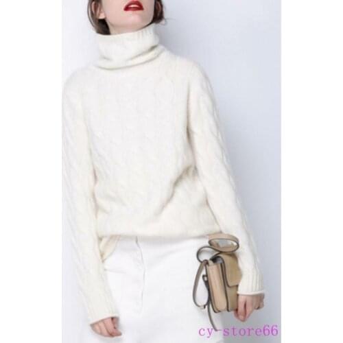 Womens Cashmere Long Sleeve Loose Tops Turtleneck Pullover Winter Warm Sweater