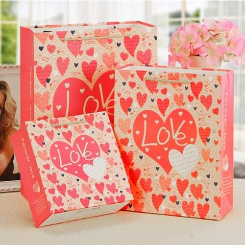 10pcs/lot Multi Pink Love Cross Paper Gifts Bag Portable Reusable Environmental Protection Festival Bag With Handles