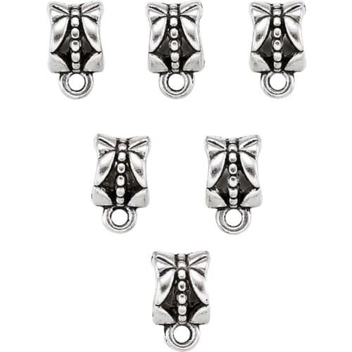 100pcs Tibetan Style Hollow Cup Bail Beads Antique Silver Color Tone Hanger Links For Necklace Bracelet DIY Findings Making