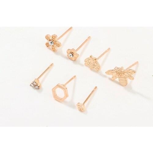 12Sets/lot Bee Stud Earrings Animal Stud Earring for Women Wholesale