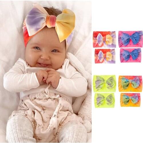 Mother Baby Headband Set 2PC Newborn Toddler Tie-dye Bow Elastic Headband Baby Cute Headwear 0-6 Years