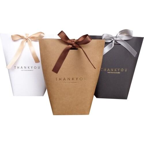 20pcs Creative White Black Brown Gift Bag Box for Party Baby Shower Paper Chocolate Boxes Package/Wedding Favours candy Boxes