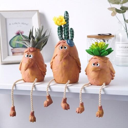 2021 Cartoon Bird Resin Flowerpot Succulents Cactus Planter Vase Small Ornaments Home Desktop Vase Decoration Creative Potted