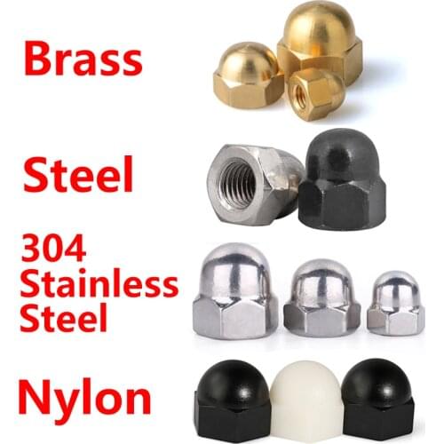 304 Stainless Steel Nylon Black White Black Steel Acorn Brass Nut Hex Head Cap Metric Nut Cover Acorn Dome Nut M3 M4M5M6M8M10M12