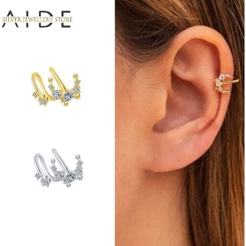 AIDE Exquisite Zircon Star Ear Cuff Trendy INS Multilayer Non Pierced Clip on Earrings for Women Silver 925 Jewelry Pendientes