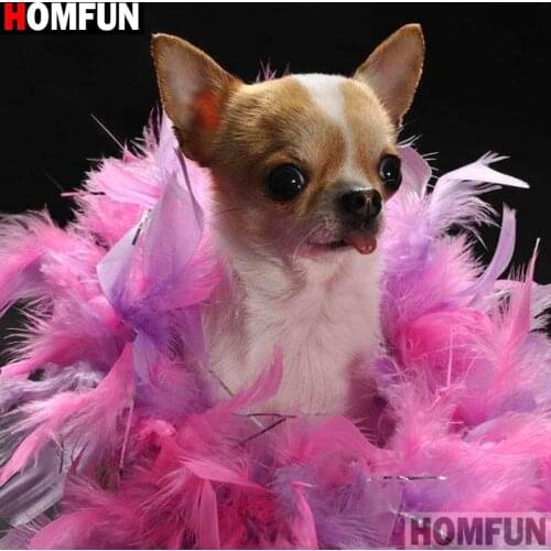 HOMFUN Full Square/Round Drill 5D DIY Diamond Painting "Animal dog" 3D Diamond Embroidery Cross Stitch Home Decor A20318