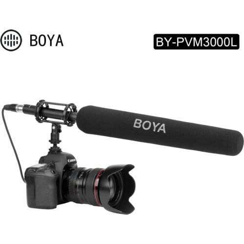 BOYA BY-PVM3000L Supercardioid Shotgun Electret Condenser Microphone for DSLR Camera Camcorder Audio Recorder Interview