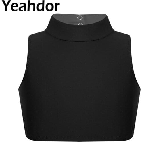 Kids Girls Sleeveless Mock Neck Criss Cross Back Tanks Bra Tops Crop Top for Ballet Dance Stage Performance Workout Camisole