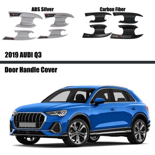 For AUDI Q3 2019 2020 2021 Car Exterior Door Handle Frame Cover Trim ABS Carbon Fiber Color Door Bowl Sequins Decoration Decals