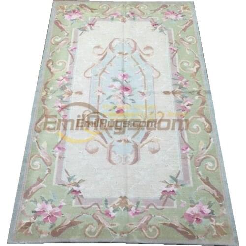 Handmade Home Decor Square Rug Aubusson Carpet Natural Sheep Wool