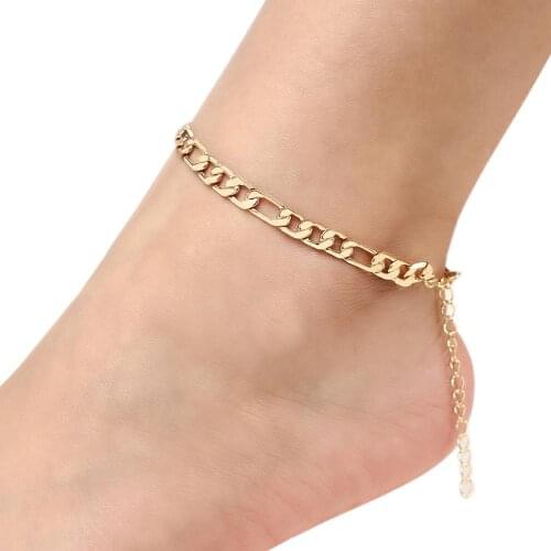 DoreenBeads Fashion Anklet For Women Accessories Gold Silver Color Link Chain Concise Jewelry Gift 22cm(8 5/8") long, 1 Piece