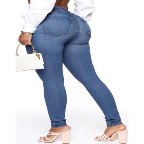 Stretch Jeans Spring And Autumn Pure Cotton Ladies Slim Slimming Pencil Pants Fashion Commuter Stretch High Waist Pants