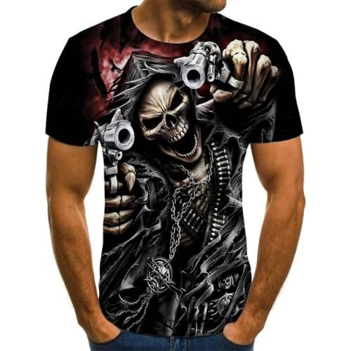 Skull Reaper Mens T-shirt Mens Horror 3dt-shirts Summer Fashion Tops O-neck Shirt Boy Clothing Large Size Street Clothing