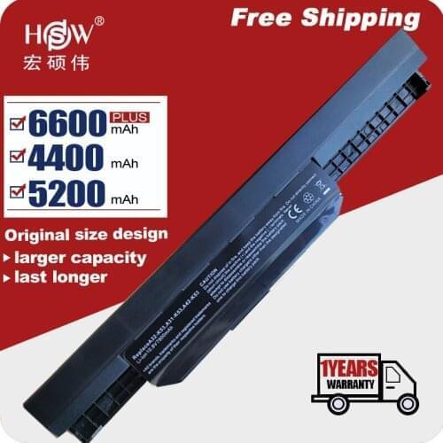 HSW 9cell laptop battery pack A32-K53 A41-K53 for ASUS K53 K53E X54C X53S X53 K53S X53E free shipping