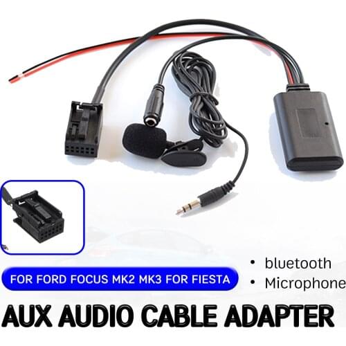 Bluetooth Aux Receiver Cable Adapter for Ford for Focus Mk2 MK3 for Fiesta Audio with Mic Aux Head Unit Interface