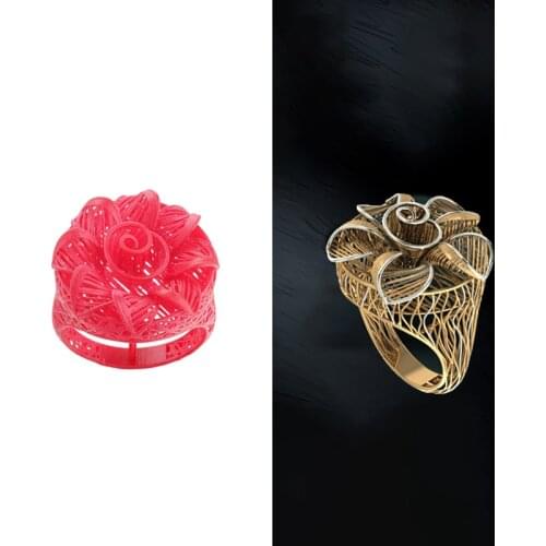 High Wax Contained Castable Resins Printing Services for Love Heart Shape Ring with Stones 3D STL 3dm CAD Files