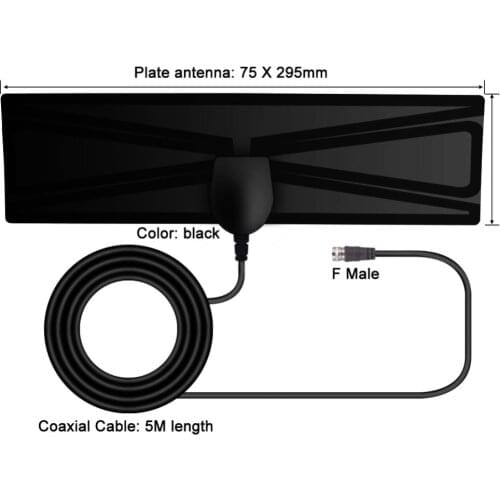20dBi Indoor TV Antenna Ultra-thin HDTV Digital F Male Adapter Signal Amplifier Booster 5M Cable